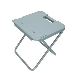 Portable Folding Stool with Durable Plastic Seat, Strong Metal X-Frame, Integrated Carry Handle and Compact Flat-Folding Design
