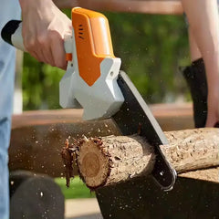 Rechargeable Mini Electric Chainsaw 12V Brushless Motor With Battery Indicator, Safety Switch, 2Ah Lithium Battery, Fast Charging & 110mm Cutting Capacity For Garden Pruning, Wood Cutting & DIY