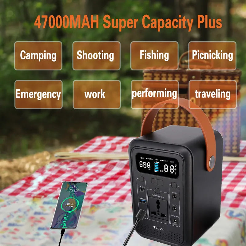 Toby's Portable Power Station with Fast Charging, Car Jump Starter, and Multiple Charging Options - 47000mAH capacity