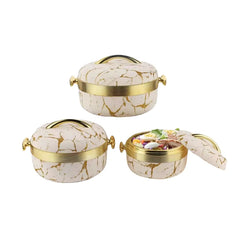 Southwest Kinpo JN212 Premium Stainless Steel 3-Piece Insulated Thermal Casserole Set, 1L + 2L + 3.5L, Up to 6 Hours Heat Retention, 6 Color Pattern Options, Fitted Lids & Carry Handles