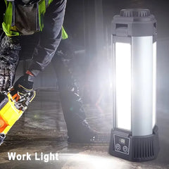 3 Leaf Rechargeable LED Camping Work Light with 2000 Lumens, Power Bank, Tripod, and Waterproof Design for Outdoor Activities - 6000 mAh Battery
