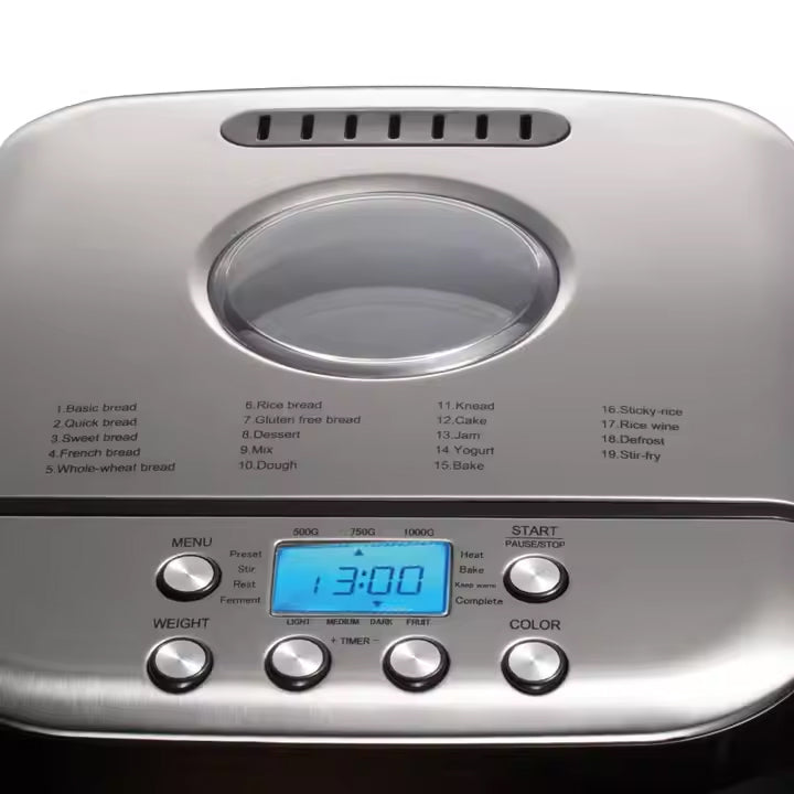 RAF Smart Bread Maker with LCD Display, Multi Capacity Baking, Non-Stick Pan & Timer Function - 600W