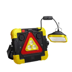 Rechargeable Triangular LED COB Emergency Warning Light with Loud Alarm - Type-C Fast Charging Power Bank Function 1200mAh Lithium Battery for Car Safety Camping Outdoor Use