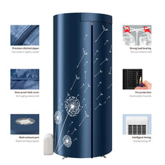 Portable Foldable Clothes Dryer Hanging Rack with 1000W PTC Heating, 117 CM Vertical Garment Dryer, 4 Timer Modes, 360° Hot Air Circulation, 12 Kg Load Capacity & Storage Bag