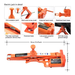4-in-1 Emergency Car Repair Kit with 5 Ton Electric Jack & Impact Wrench with 12V Power Plug & Alligator Clips