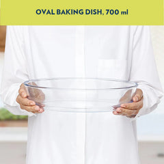 Borosil Oval Borosilicate Glass Baking and Serving Dish, Oven Microwave Freezer Safe Scratch Resistant Clear Bakeware