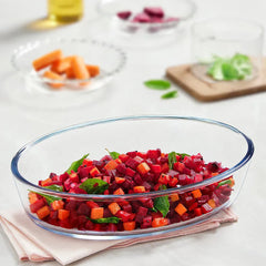 Borosil Oval Borosilicate Glass Baking and Serving Dish, Oven Microwave Freezer Safe Scratch Resistant Clear Bakeware