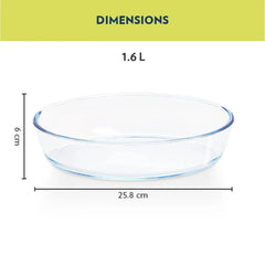 Borosil Oval Borosilicate Glass Baking and Serving Dish, Oven Microwave Freezer Safe Scratch Resistant Clear Bakeware