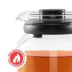 Borosil Vision Borosilicate Glass Carafe with Inbuilt Strainer, Flameproof Microwave Safe Tea Coffee Server