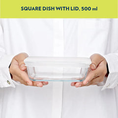 Borosil Square Borosilicate Glass Baking Dish with Lid, Oven Microwave Freezer Safe Scratch Resistant Food Storage Bakeware