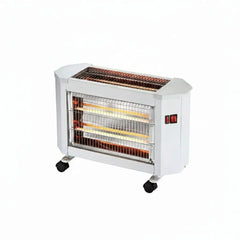Portable Electric Quartz Heater with Wheels, Adjustable Thermostat, Remote Control & Fold Switch - 1800W