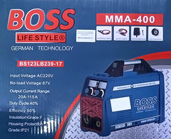 آلة لحام عاكس BOSS IGBT مزودة بشاشة رقمية وكفاءة عالية وحماية من الحرارة الزائدة - 220 فولت و400 أمبير