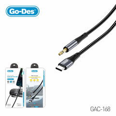 Go-Des GAC-168 Type-C to 3.5mm Aux Audio Cable 100cm Braided TPE High-Fidelity Wired Adapter for Music, Calls, Speakers and Live Streaming