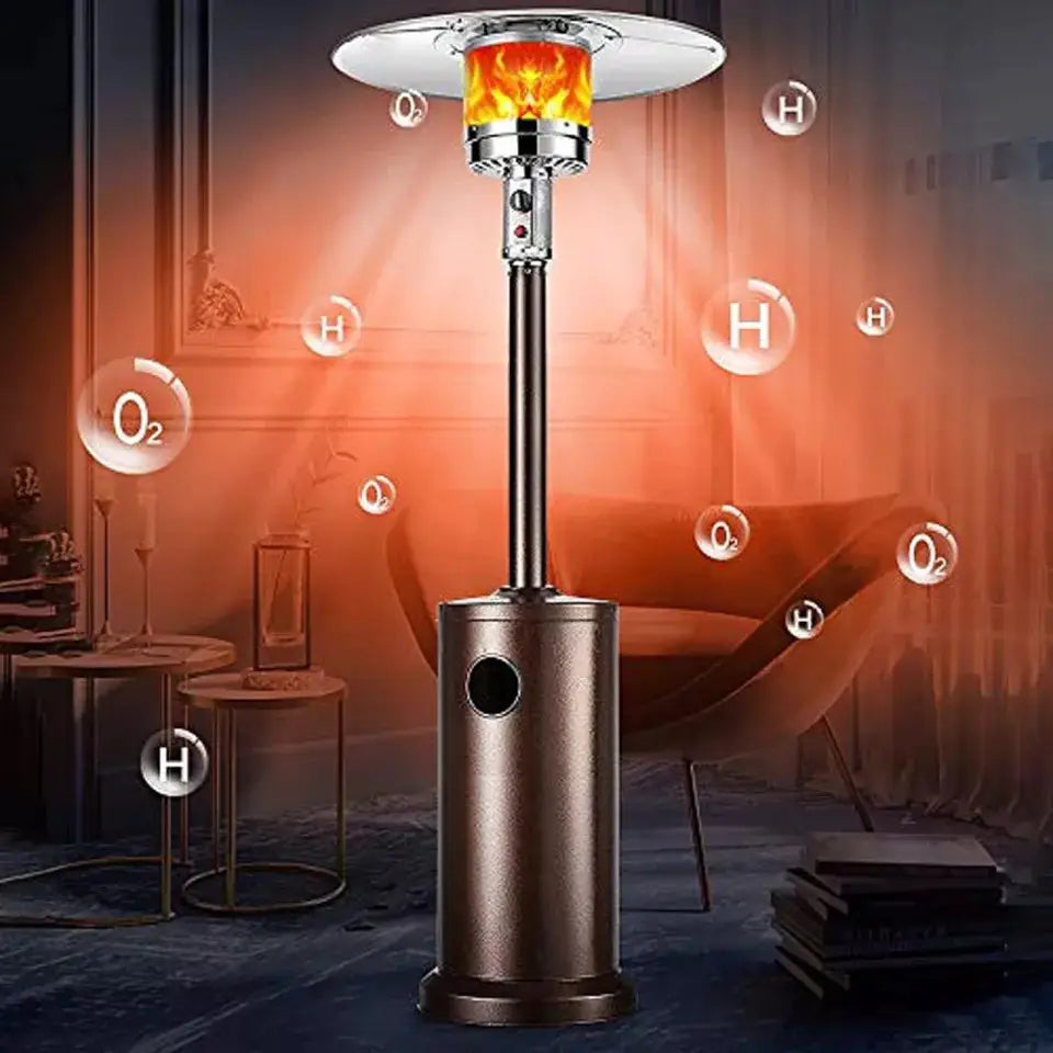 High-Powered Vertical Outdoor Gas Patio Heater - 13000W - Brown