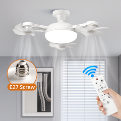 مروحة سقف ثلاثية الرؤوس على شكل طائرة بدون طيار مع إضاءة LED مع لمبة E27 وجهاز تحكم عن بعد - توفير قوي للطاقة والرياح لغرفة النوم والمطبخ وغرفة المعيشة