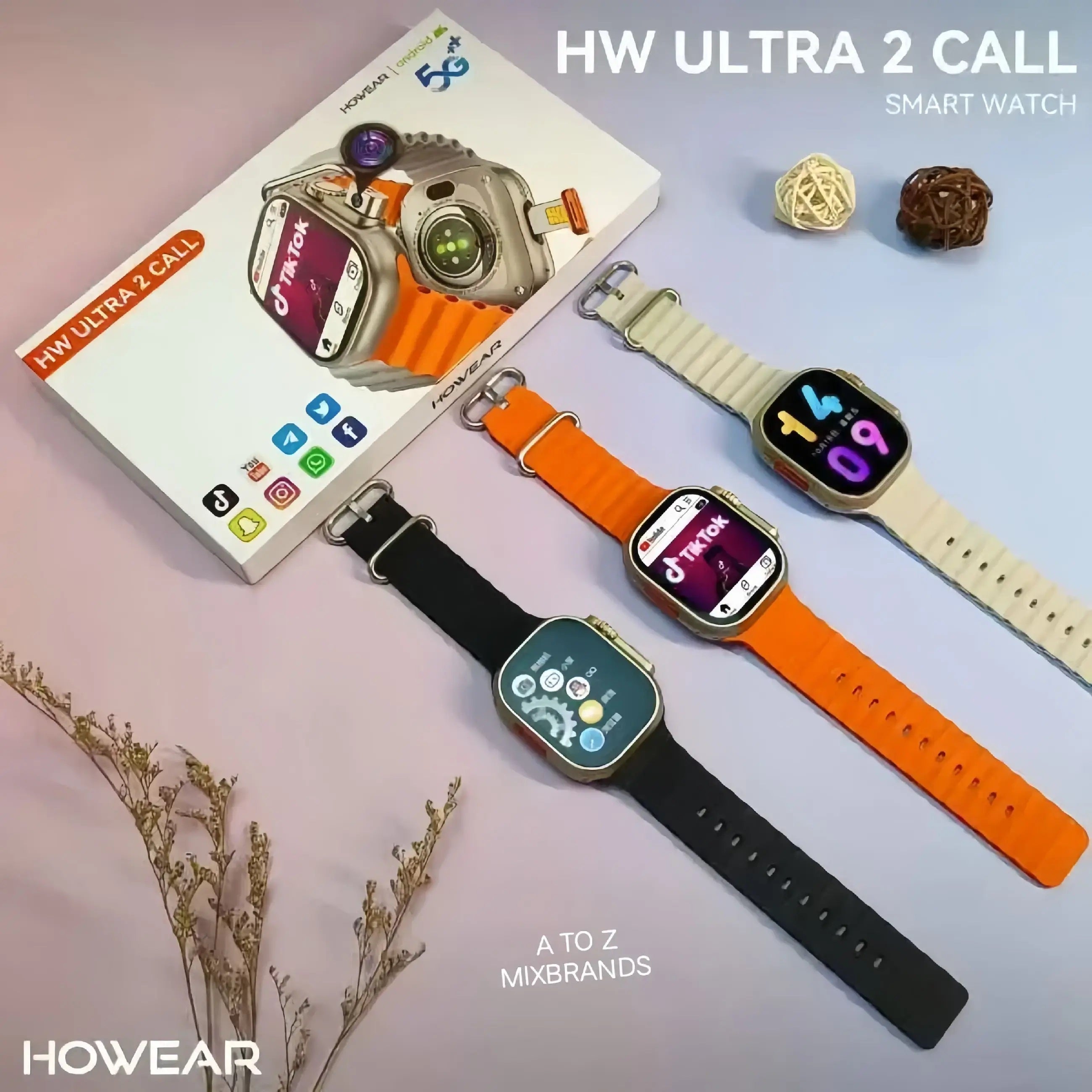 ساعة Howear HW Ultra 2 5G الذكية بنظام أندرويد مع كاميرتين، ومكالمات فيديو، وذاكرة وصول عشوائي (RAM) سعة 4 جيجابايت، وذاكرة تخزين 64 جيجابايت، ونظام تحديد المواقع العالمي (GPS) ومراقبة صحية متقدمة