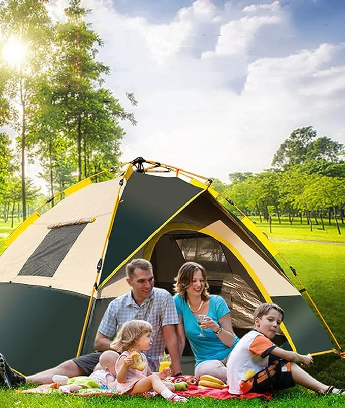 Instant Pop-Up Outdoor Camping Tent with Sunshade for 4 Persons - 210 x 210 x 140 cm