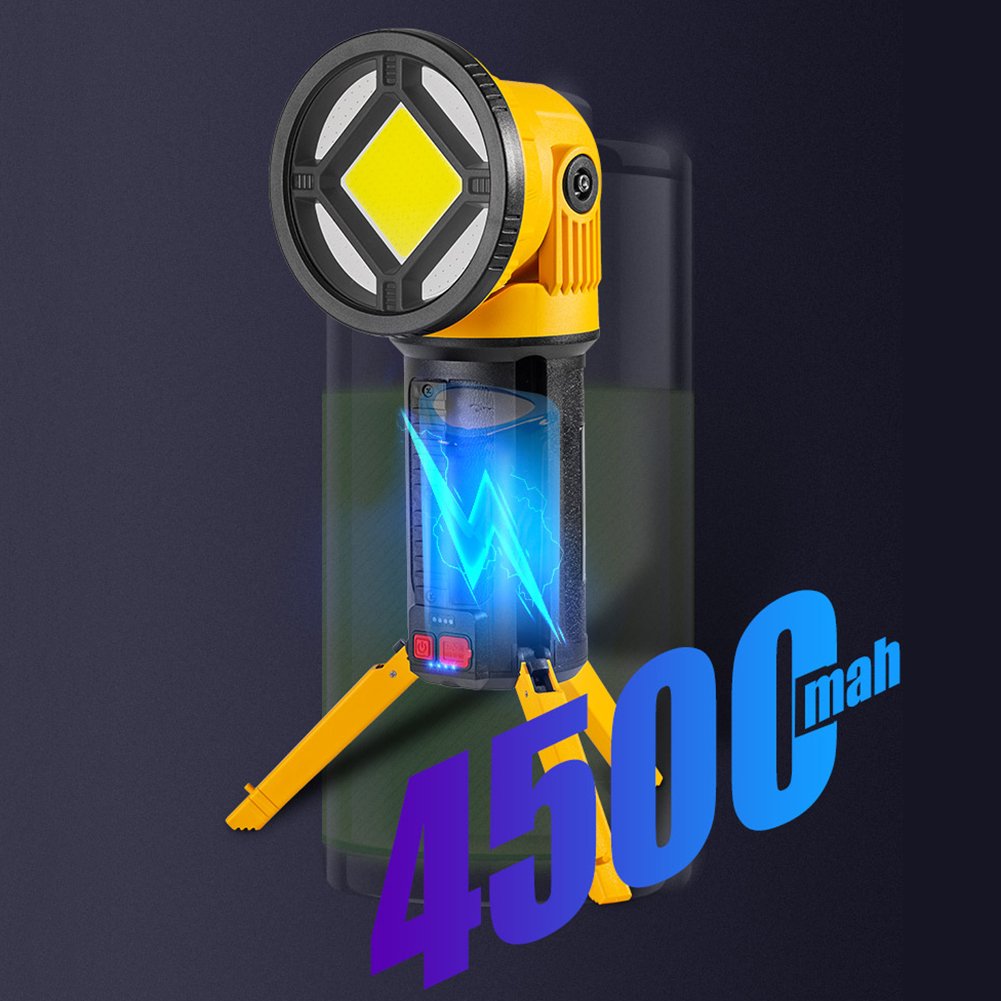 مصباح كشاف LED عالي اللومن بمقبض قابل للإزالة للصيد متعدد الوظائف للطوارئ بقوة 4500 مللي أمبير في الساعة