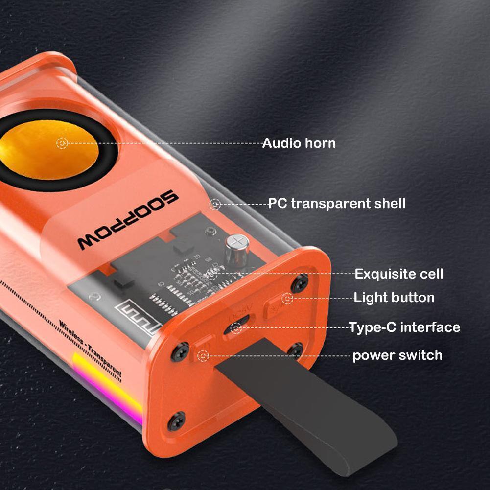 Transparent Mini Wireless Bluetooth Speaker with High Quality Sound and RGB Light