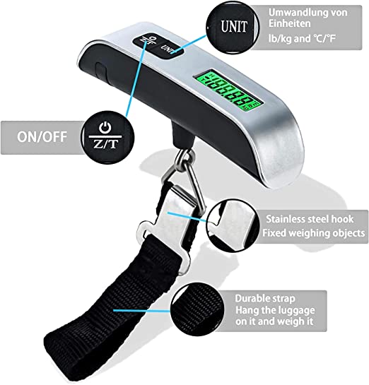Portable Digital Luggage Weighing Scale with 110lb/50kg Capacity