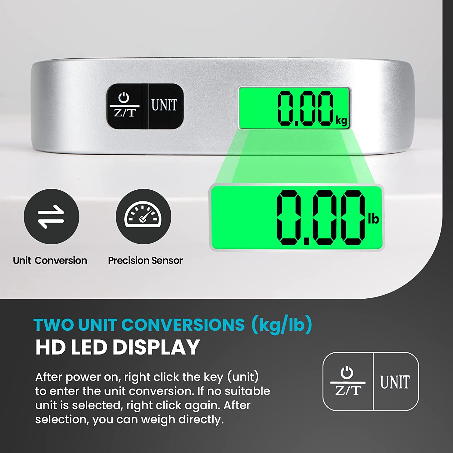 Portable Digital Luggage Weighing Scale with 110lb/50kg Capacity