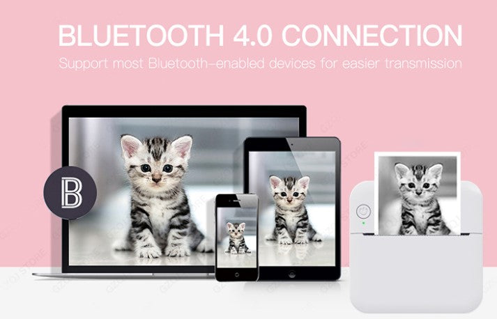 Mini Portable Bluetooth Pocket Printer with Thermal Printing and Wireless & USB Connectivity for PC