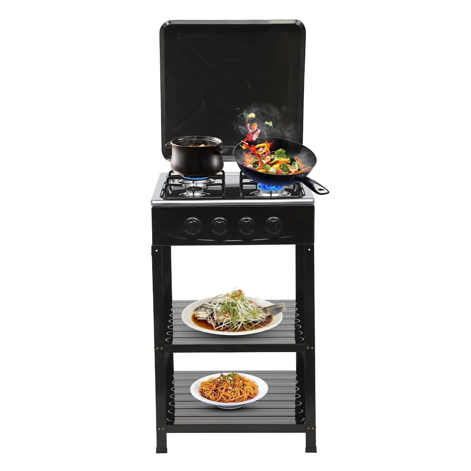 Boko Deluxe 4 Burner Gas Stove with Auto Ignition & Detachable Legs for Outdoor Cooking, Home and Adventures