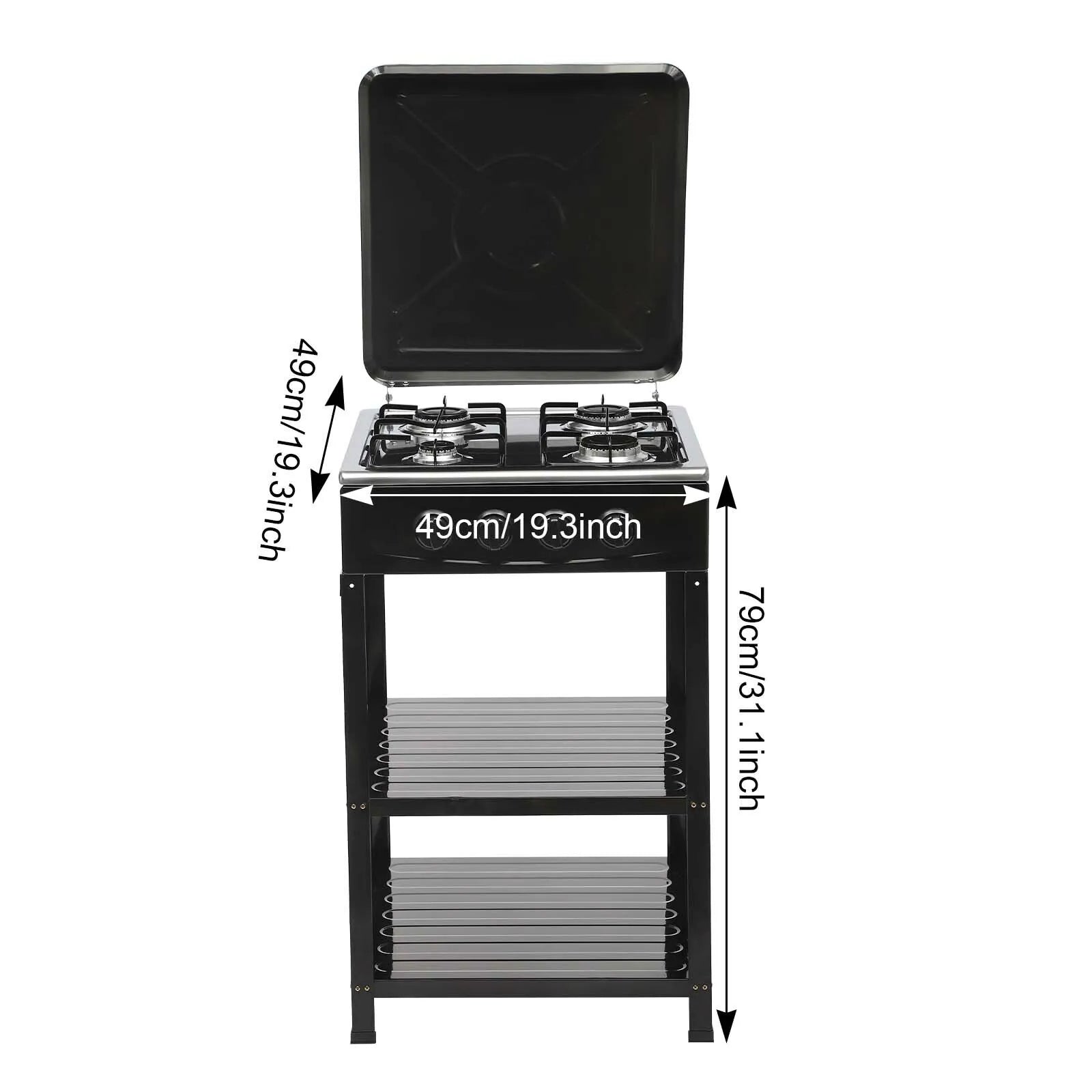 Boko Deluxe 4 Burner Gas Stove with Auto Ignition & Detachable Legs for Outdoor Cooking, Home and Adventures