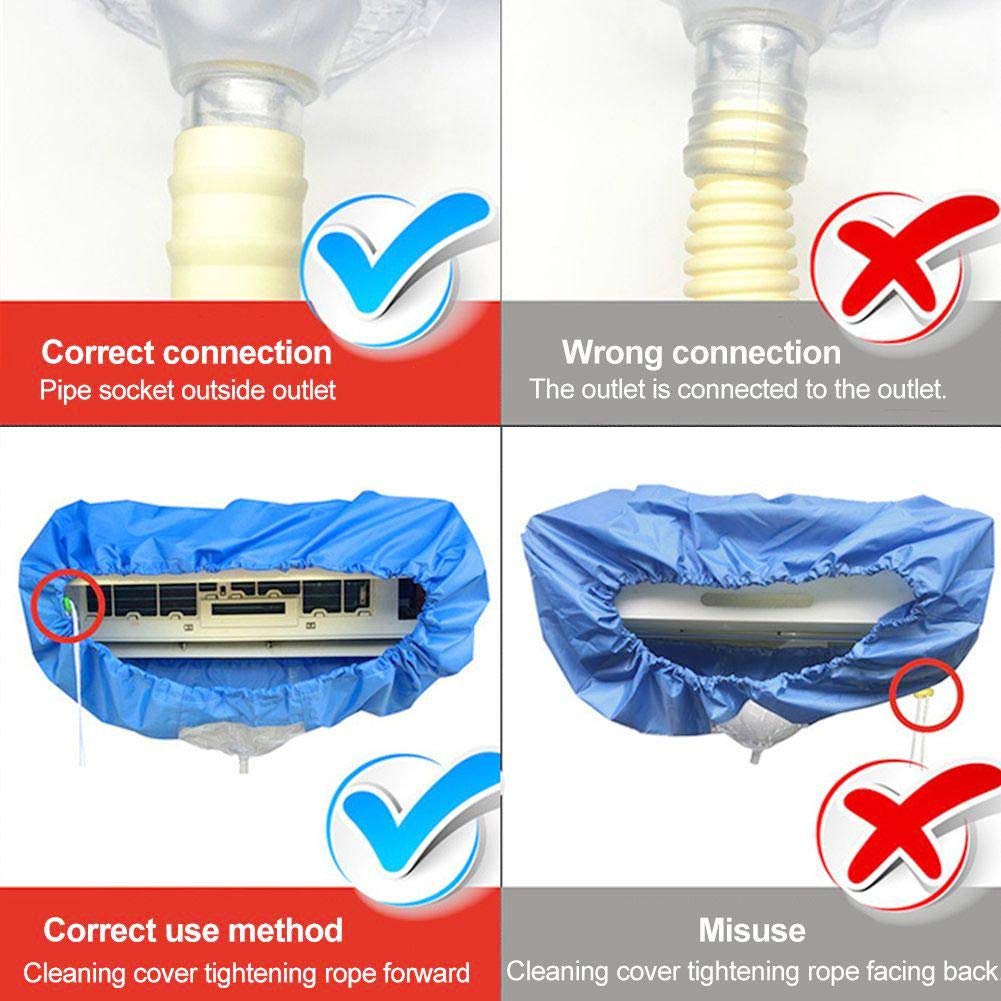 Waterproof Air Conditioner Cleaning Cover with Drain Outlet for AC Washing, Maintenance & Servicing