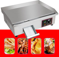 Electric Countertop Griddle Grill with Flat Top & Stainless Steel Body - 3000W -Thermostatic Control for Home, Outdoor & Commercial Cooking