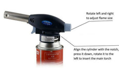 Multi-Purpose Butane Blow Torch Head with Adjustable Gas Flow for Cooking, DIY, and Outdoors