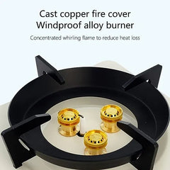 Portable Butane Gas Stove with Windproof Alloy Burner, Cast Copper Fire Cover, Magnetic Safety Valve, Adjustable Flame Control Single Burner Cooker 29x20x8CM