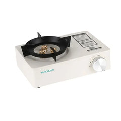 Portable Butane Gas Stove with Windproof Alloy Burner, Cast Copper Fire Cover, Magnetic Safety Valve, Adjustable Flame Control Single Burner Cooker 29x20x8CM