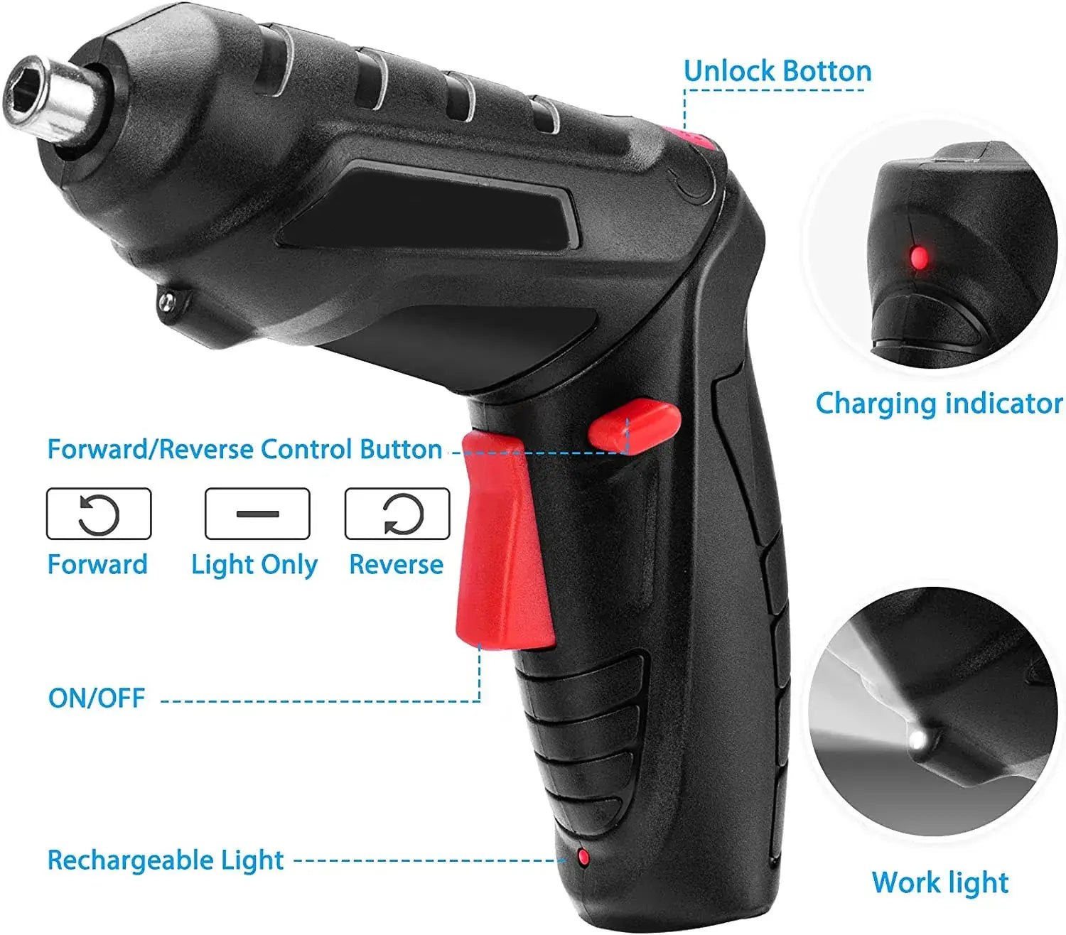 3.6V Cordless Electric Screwdriver Set with 14 Bits and Rotatable Hand ...