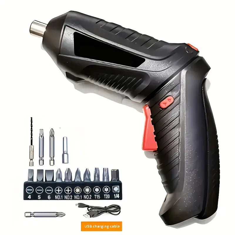 3.6V Cordless Electric Screwdriver Set with 14 Bits and Rotatable Hand ...