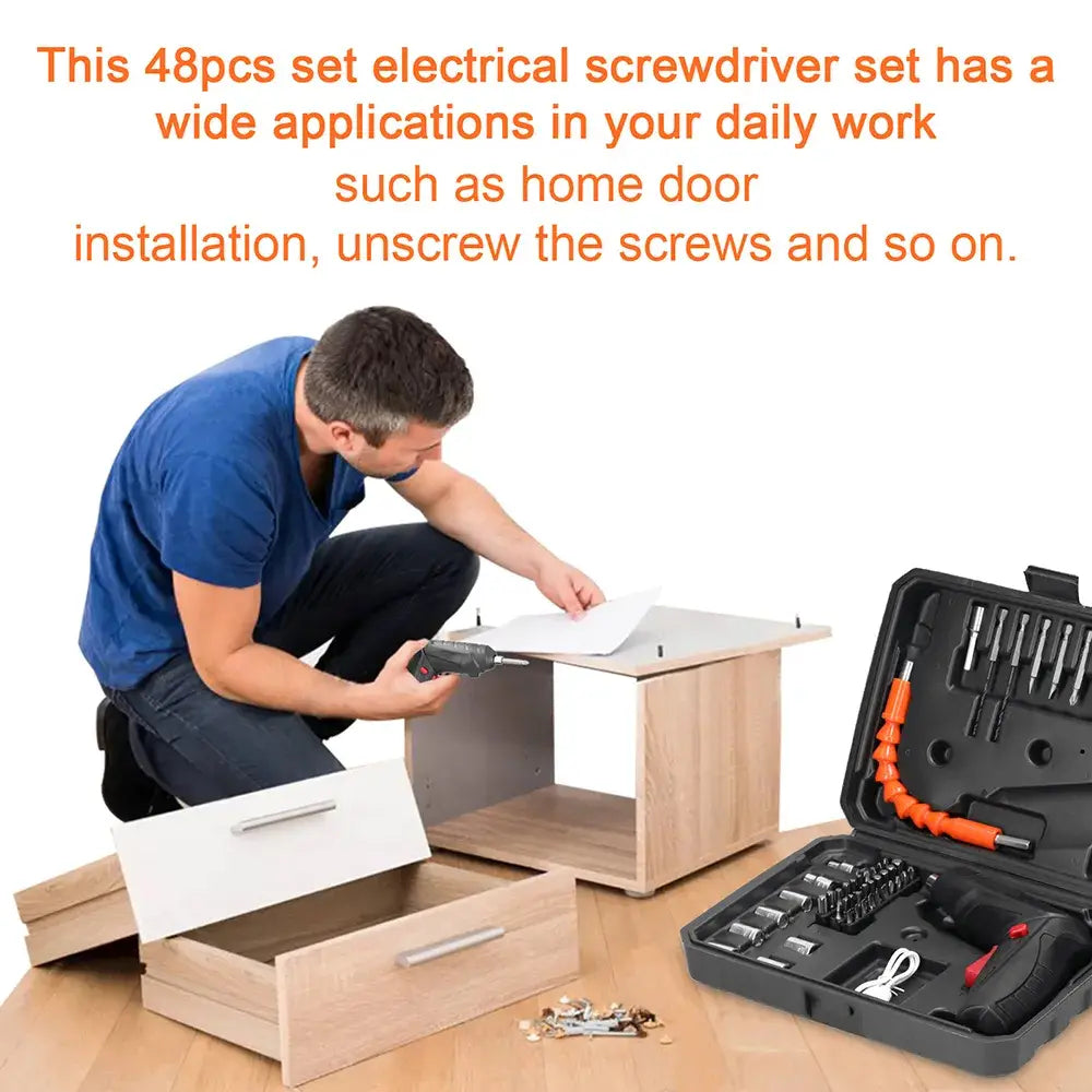 3.6V Cordless Electric Screwdriver Set with 14 Bits and Rotatable Hand ...