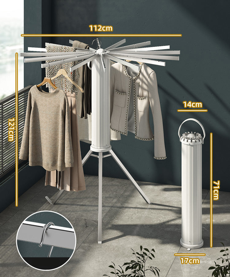 Elegant Retractable Octopus Tripod Wooden Top Clothes Hanging Rack