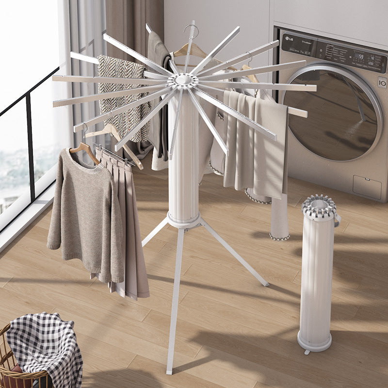 Elegant Retractable Octopus Tripod Wooden Top Clothes Hanging Rack