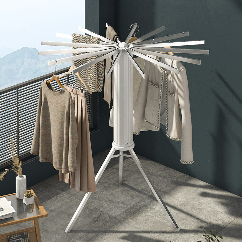 Elegant Retractable Octopus Tripod Wooden Top Clothes Hanging Rack