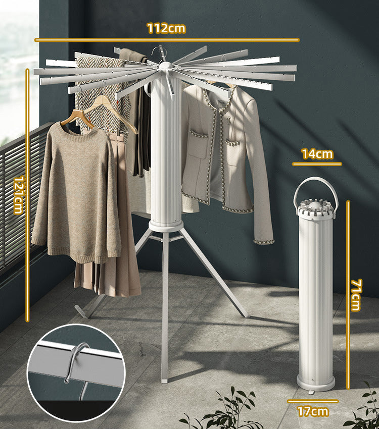 Elegant Retractable Octopus Tripod Wooden Top Clothes Hanging Rack