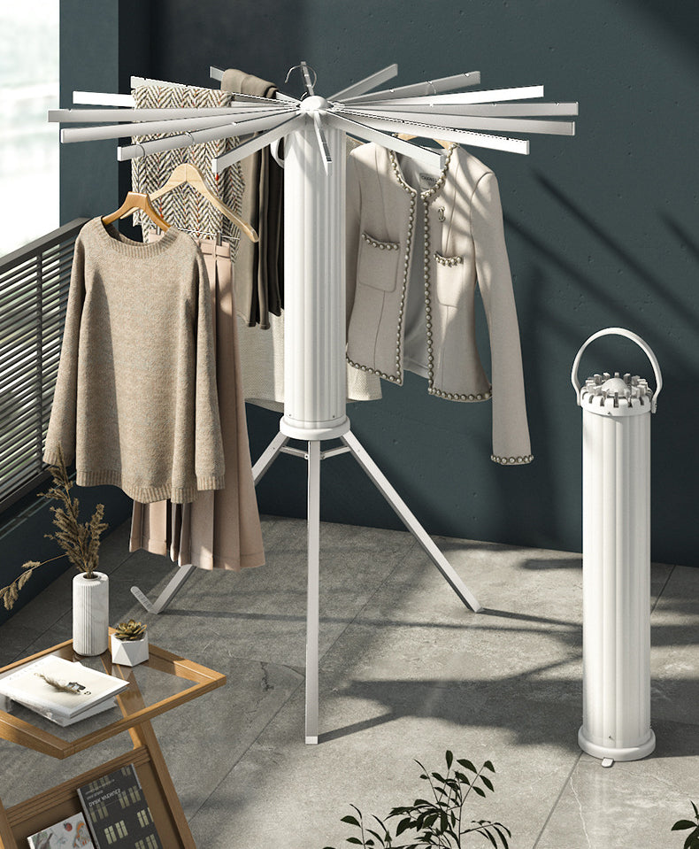 Elegant Retractable Octopus Tripod Wooden Top Clothes Hanging Rack