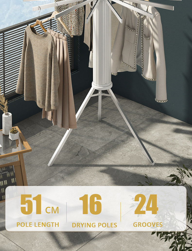 Elegant Retractable Octopus Tripod Wooden Top Clothes Hanging Rack