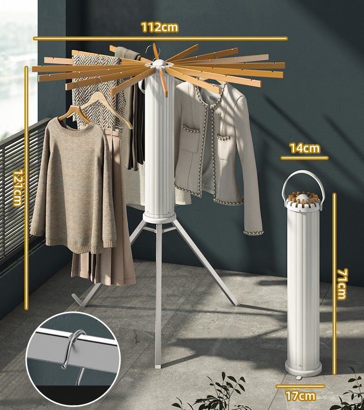 Elegant Retractable Octopus Tripod Wooden Top Clothes Hanging Rack