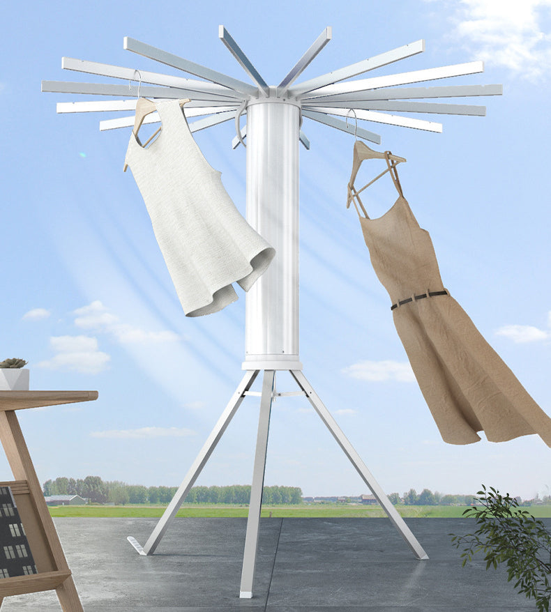 Elegant Retractable Octopus Tripod Wooden Top Clothes Hanging Rack