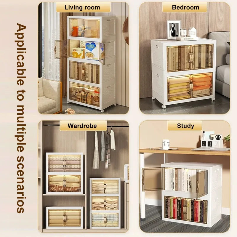 Multipurpose Multi Layer Foldable Stackable Storage Cabinet Box for Ho ...
