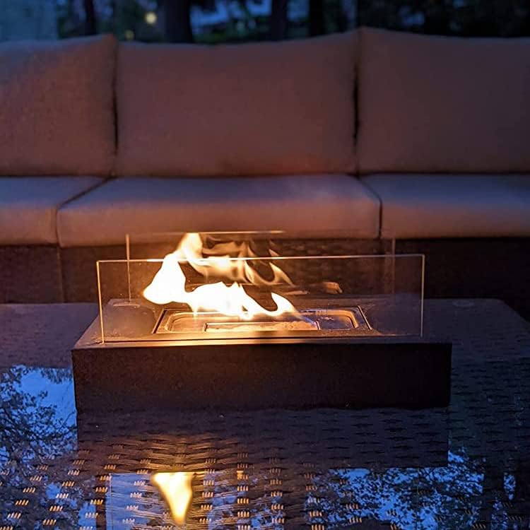Modern Elegant Flame Tabletop Glass Fire Pit Heater for Indoor & Outdoor