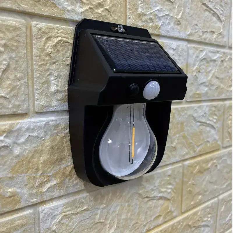 Vintage Solar Outdoor Wall Mounted Bulb Lamp with Motion Sensor