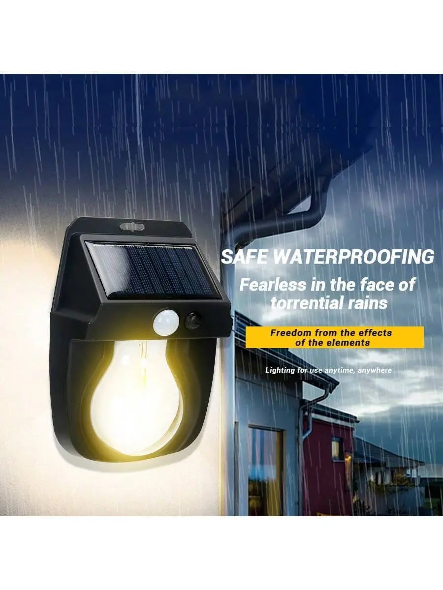 Vintage Solar Outdoor Wall Mounted Bulb Lamp with Motion Sensor