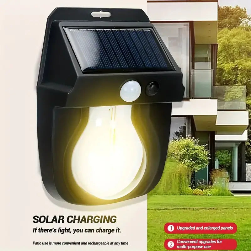 Vintage Solar Outdoor Wall Mounted Bulb Lamp with Motion Sensor