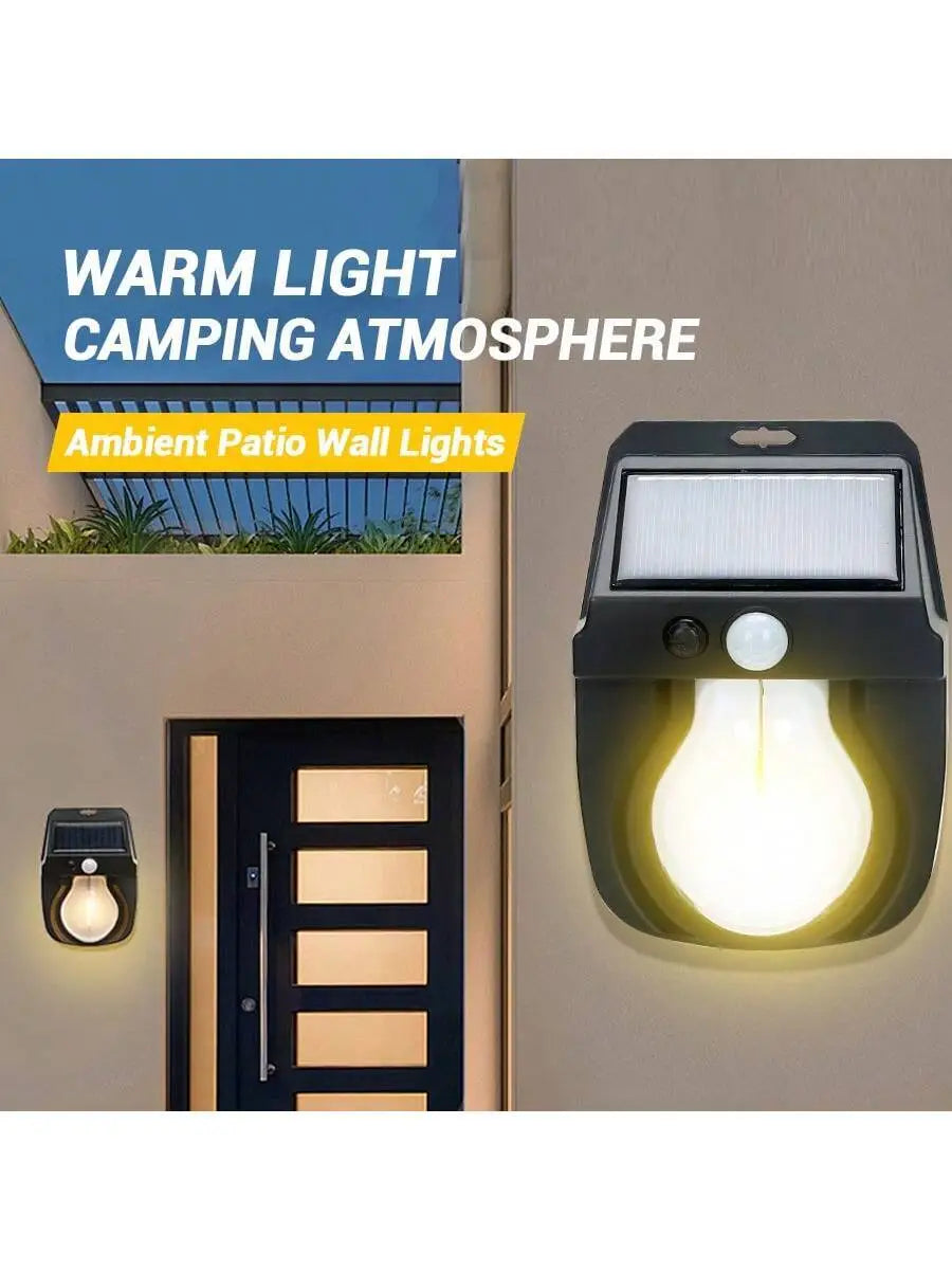 Vintage Solar Outdoor Wall Mounted Bulb Lamp with Motion Sensor